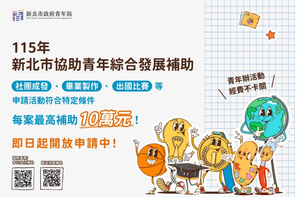 青年辦活動不再卡關　新北補助最高10萬元助圓夢